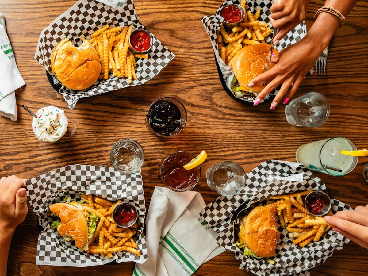 A juicy burger with fries